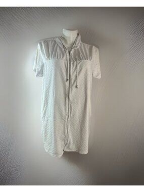 Jaclyn Smith swimSuit XL Zip Cover-Up Women's Size X- Large White Hoodie Pocket